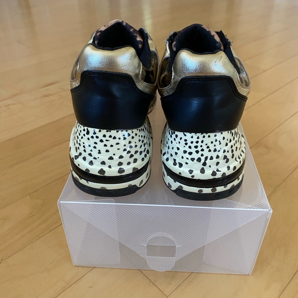 Steve Madden Black/Tan/Gold Leopard Chunky Platform Sneakers 7 1/2 - Picture 5 of 11